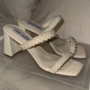 Steve Madden Ivory Pearl-Adorned Heels
